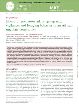 Effects of Predation Risk on Group Size, Vigilance, and Foraging Behavior In