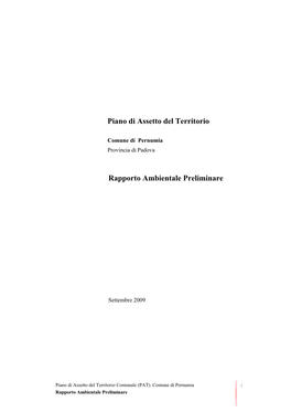 Piano Di Assetto Del Territorio Rapporto Ambientale Preliminare