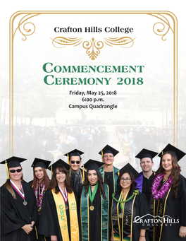 Commencement Ceremony 2018 Friday, May 25, 2018 6:00 P.M