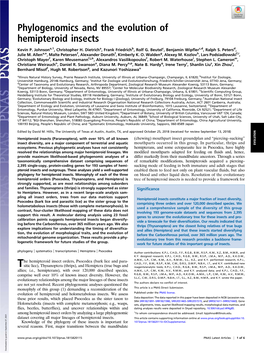 Phylogenomics and the Evolution of Hemipteroid Insects