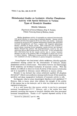 Histochemical Studies on Leukocyte Alkaline Phosphatase Activity with Special Reference to Various Types of Hemolytic Disorders