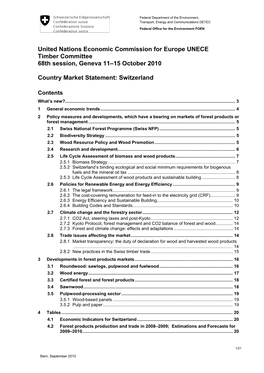 United Nations Economic Commission for Europe UNECE Timber Committee 68Th Session, Geneva 11–15 October 2010