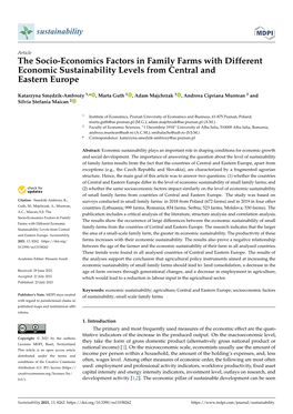 The Socio-Economics Factors in Family Farms with Different Economic Sustainability Levels from Central and Eastern Europe