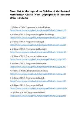 Direct Link to the Copy of the Syllabus of the Research Methodology Course Work (Highlighted) If Research Ethics Is Included