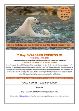 7 Day SVALBARD EXPRESS