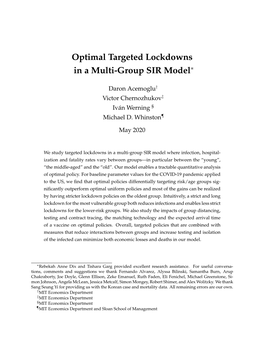 Optimal Targeted Lockdowns in a Multi-Group SIR Model∗