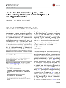 A First Acetate-Oxidizing, Extremely Salt-Tolerant