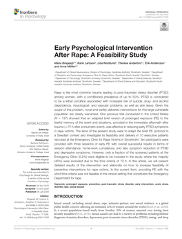 Early Psychological Intervention After Rape: a Feasibility Study