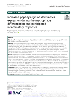 Increased Peptidylarginine Deiminases Expression During The