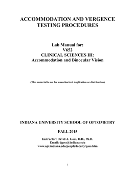 Accommodation and Vergence Testing Procedures