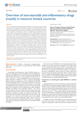 Overview of Non-Steroidal Anti-Inflammatory Drugs (Nsaids) in Resource Limited Countries