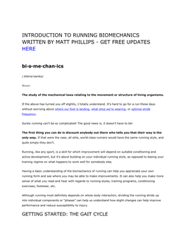 Introduction to Running Biomechanics Written by Matt Phillips - Get Free Updates Here