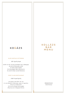 Kollázs Bar Menu