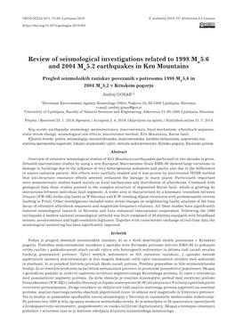 Review of Seismological Investigations Related to 1998 M 5.6