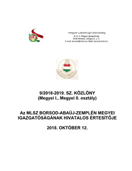 9. SZ. KÖZLÖNY (Megyei I., Megyei II