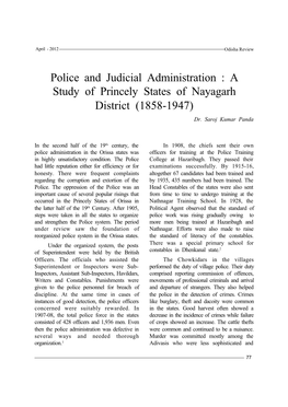 Police and Judicial Administration : a Study of Princely States of Nayagarh District (1858-1947) Dr