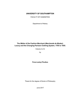 The Métier of the Fashion Merchant (Marchande De Modes): Luxury and the Changing Parisian Clothing System, 1795 to 1855
