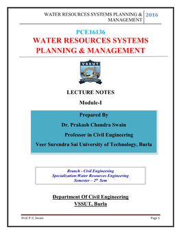 Water Resources Systems Planning & Management