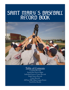Saint Mary's Baseball Record Book