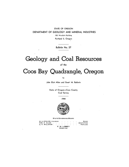 Geology and Coal Resources of the Coos Bay Quadrangle, Oregon