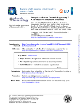 Integrin Activation Controls Regulatory T Cell–Mediated Peripheral Tolerance