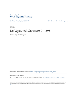 Las Vegas Stock Grower, 05-07-1898 the Las Vegas Publishing Co