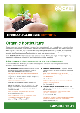 Organic Horticulture