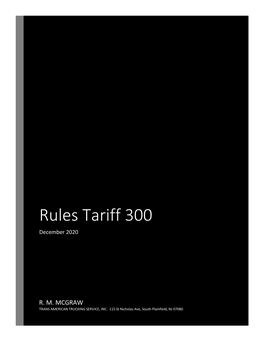 Rules Tariff 300 December 2020