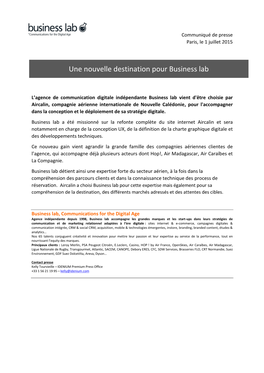 Une Nouvelle Destination Pour Business Lab