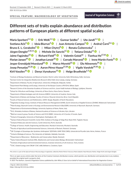 Different Sets of Traits Explain Abundance and Distribution Patterns of European Plants at Different Spatial Scales