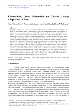 Vulnerability Index Elaboration for Climate Change Adaptation in Peru