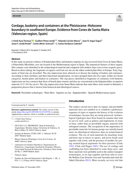 Cordage, Basketry and Containers at the Pleistocene–Holocene Boundary in Southwest Europe