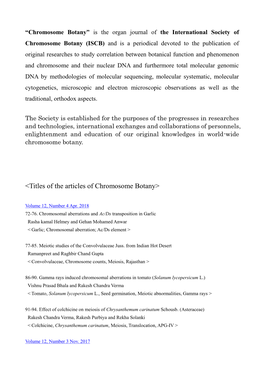 Chromosome Botany