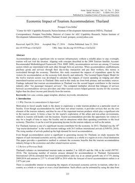 Economic Impact of Tourism Accommodation: Thailand