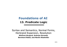 Foundations of AI 13