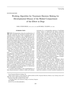 Working Algorithm for Treatment Decision Making for Developmental Disease of the Medial Compartment of the Elbow in Dogs