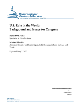 U.S. Role in the World: Background and Issues for Congress