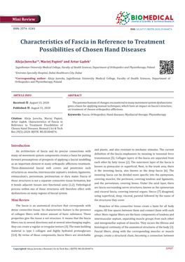 Characteristics of Fascia in Reference to Treatment Possibilities of Chosen Hand Diseases