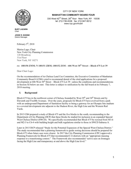 Letter to DCP Re ULURP Application for 606 W. 30Th