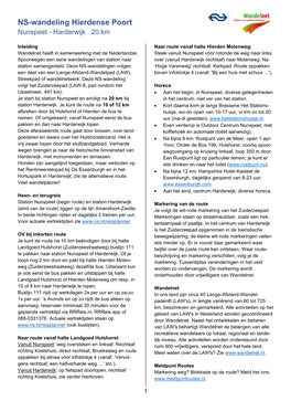 Routebeschrijving NS-Wandeling Hierdense Poort