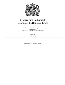 Modernising Parliament Reforming the House of Lords