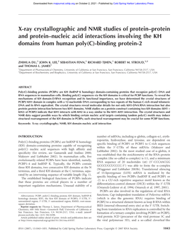 X-Ray Crystallographic and NMR Studies of Protein–Protein and Protein–Nucleic Acid Interactions Involving the KH Domains from Human Poly(C)-Binding Protein-2