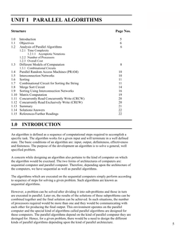 Unit 1: PARALLEL ALGORITHMS