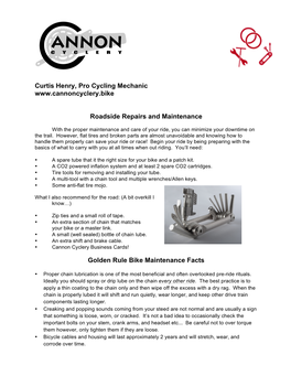 Cannon Cyclery Chain and Cable Fixes Clinic Guide FINAL