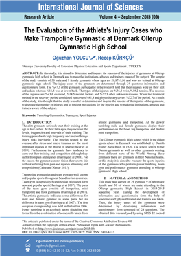 The Evaluatıon of the Athlete's Injury Cases Who Make Trampoline Gymnastic at Denmark Ollerup Gymnastic High School