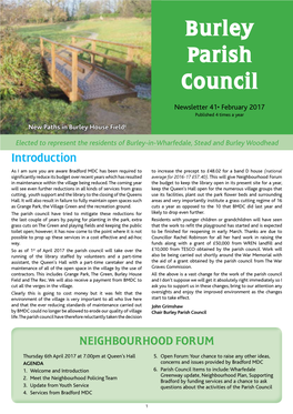 Burley Parish Council Newsletter 41• February 2017 Published 4 Times a Year New Paths in Burley House Field!