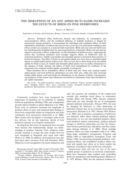 The Disruption of an Ant–Aphid Mutualism Increases the Effects of Birds on Pine Herbivores