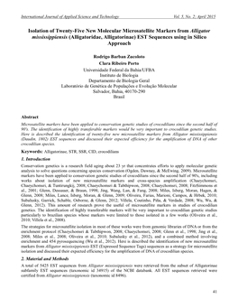 Isolation of Twenty-Five New Molecular Microsatellite Markers from Alligator Mississippiensis (Alligatoridae, Alligatorinae) EST Sequences Using in Silico Approach