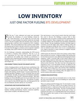 Low Inventory Just One Factor Fueling Bts Development
