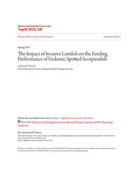 The Impact of Invasive Lionfish on the Feeding Performance of Endemic Spotted Scorpionfish